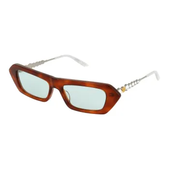 GUCCI Acetate Metal Crystal Mother Of Pearl Square Sunglasses Women's Brown