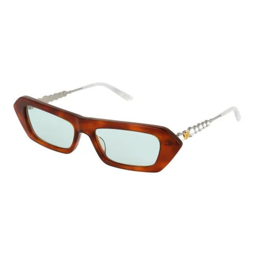GUCCI Acetate Metal Crystal Mother Of Pearl Square Sunglasses Women's Brown