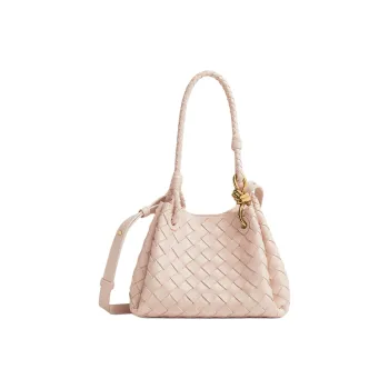 Bottega Veneta Sheepskin Portable Crossbody Bag Shoulder Bag Small Size Women's Carved Pink