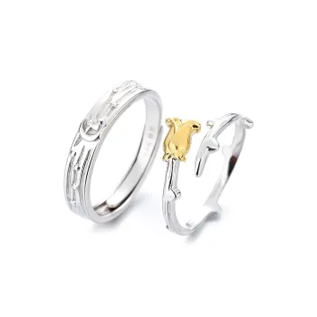 Onakiiko S999 Fine Silver Ring 1 Pair Gift Box Set Unisex