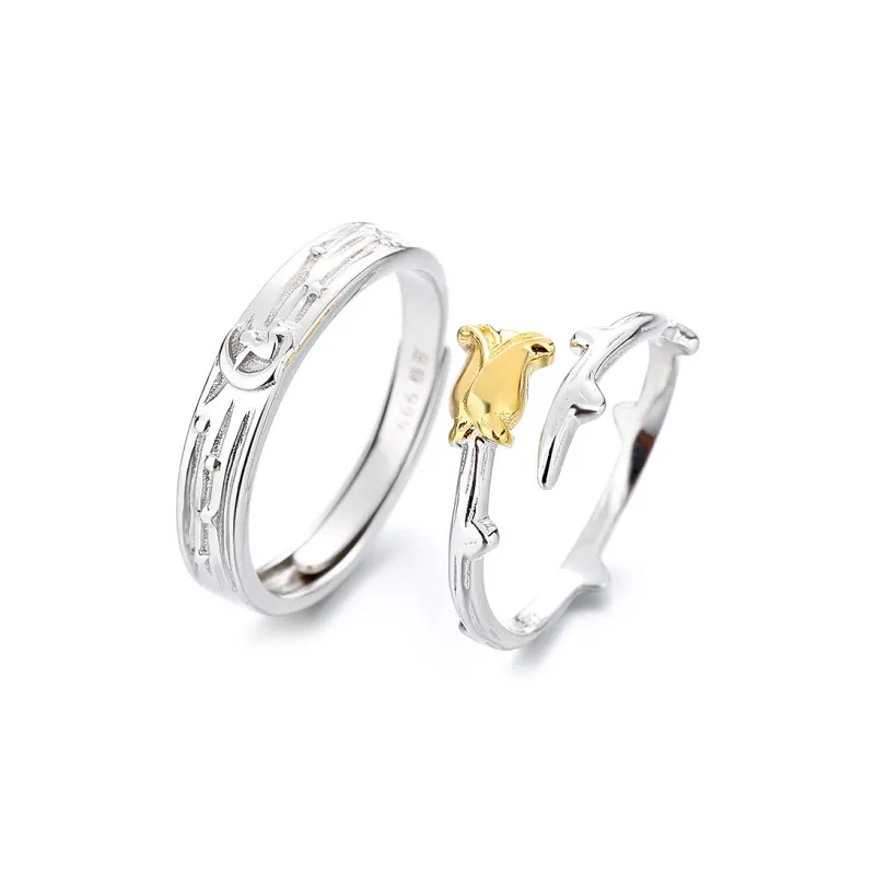 Onakiiko S999 Fine Silver Ring 1 Pair Gift Box Set Unisex-0