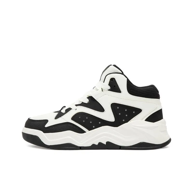 361° Warm Anti Slip And Wear Resistant High Top Skateboard Shoes Women's White Black-0