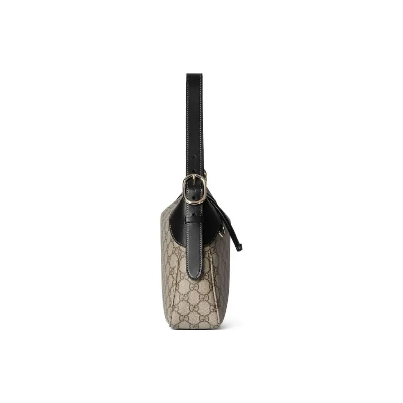 GUCCI Coated Fabric Handbag Shoulder Bag Small Size Women's Black & Dark Brown-3