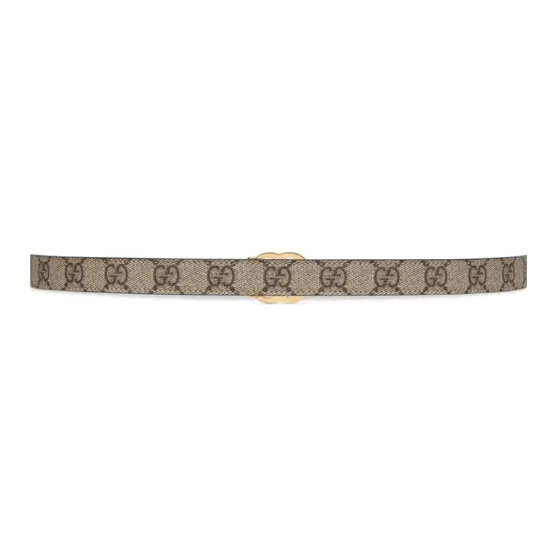 GUCCI GG Marmont Reversible Thin Belt In Beige, Ebony & Black-0