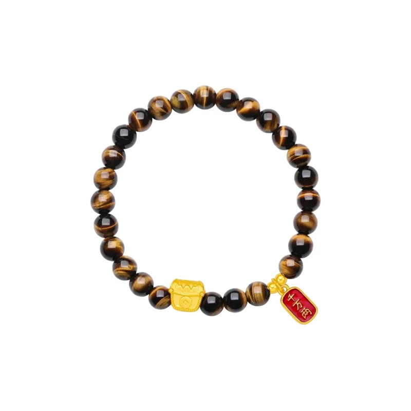 ZHOU LIU FU 5D Hard Gold Silicified Crocidolite Price Lucky Peace Buckle Solid Gold Fixed Price Bracelets Unisex-2