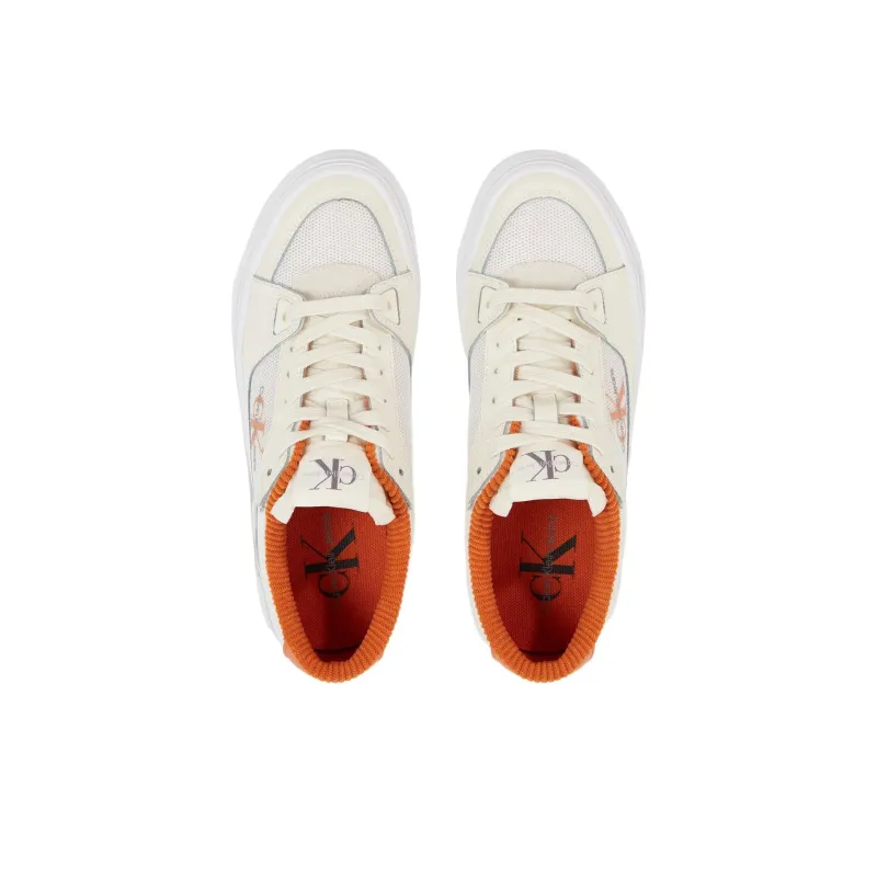 CKJ CALVIN KLEIN JEANS Low Top Skateboard Shoes 3cm Women's White Orange-3