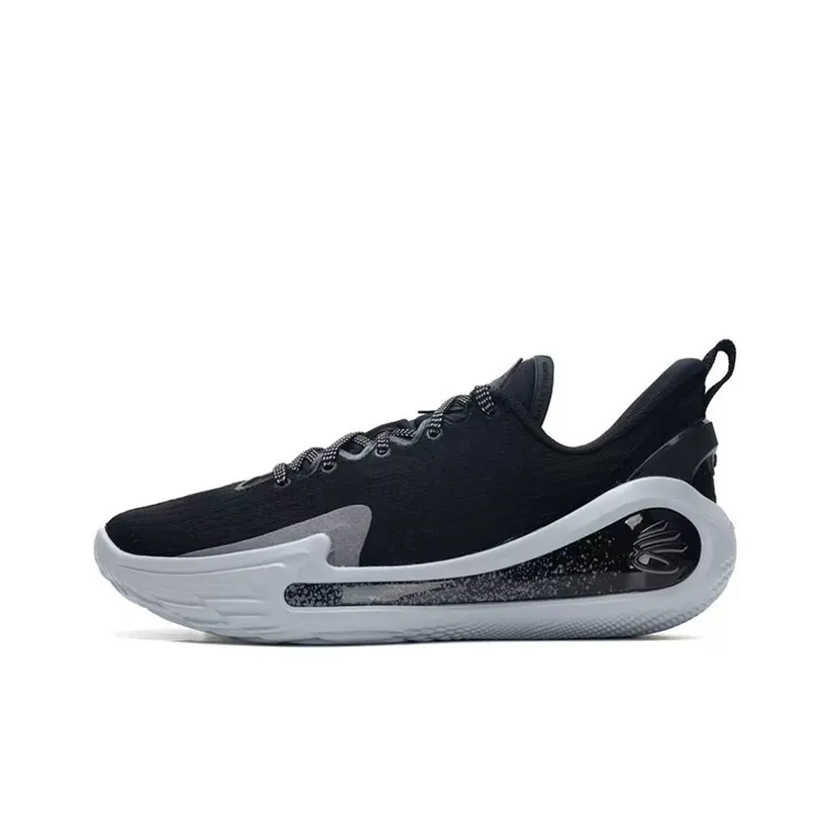 Under Armour Curry 12 Cushioned Slip Resistant Low Top Basketball Shoes Unisex Black White-1