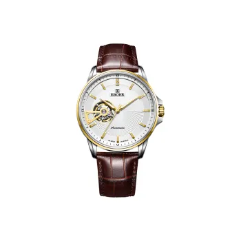 EBOHR Master Collection Mechanical Movement Genuine Leather Strap Watch Men's Watches Silver Dial