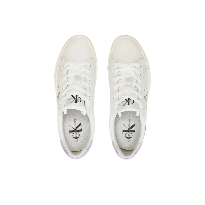 CKJ CALVIN KLEIN JEANS Low Top Skateboard Shoes Women's White Purple-4