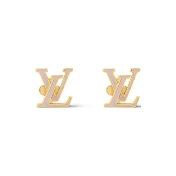 LOUIS VUITTON Metal Enamel Stud Earrings Women's Gold