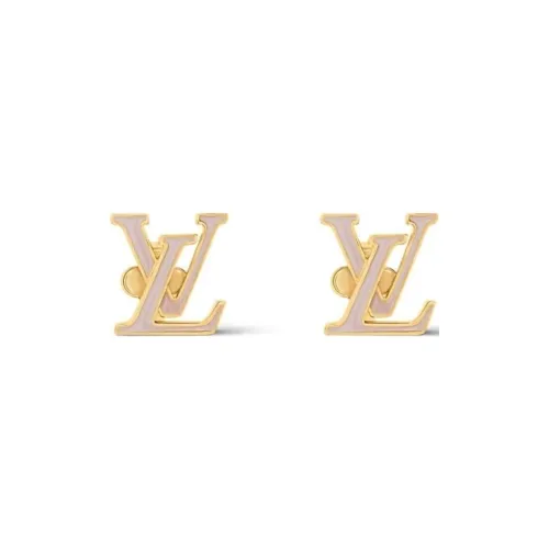 LOUIS VUITTON Metal Enamel Stud Earrings Women's Gold