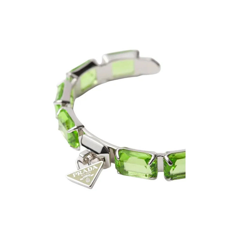 PRADA Enamel Crystal Metal Bracelets Women's Green-1