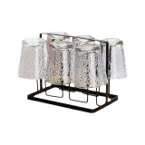 Japanese Hammered Texture Cup 330ml X 6+Simple Black Stand