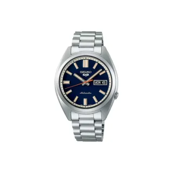SEIKO 5 Collection Automatic Mechanical Movement Stainless Steel Strap Watch 37.4mm Men's Watches Blue Dial