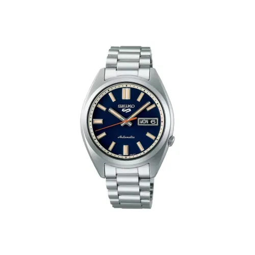 SEIKO 5 Collection Automatic Mechanical Movement Stainless Steel Strap Watch 37.4mm Men's Watches Blue Dial