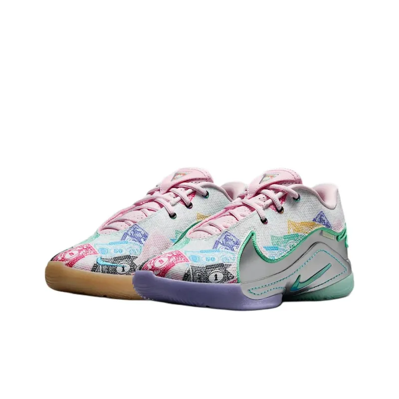 Nike LeBron 22 Cushioning, Wear Resistant Low Top Children's Basketball Shoes White Pink Blue Green Unisex-2