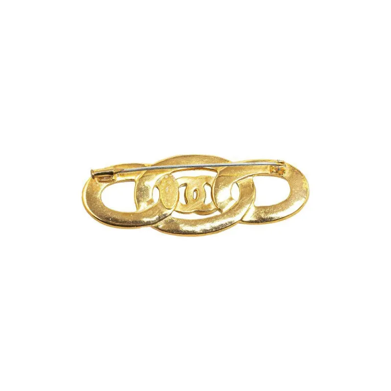CHANEL Gold-Plated Enamel Brooches Women's White-1