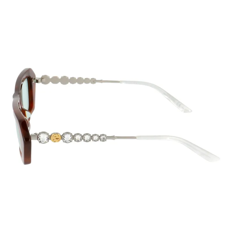 GUCCI Acetate Metal Crystal Mother Of Pearl Square Sunglasses Women's Brown-2