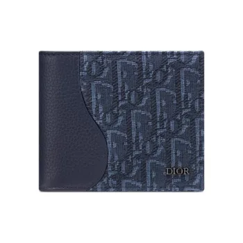 DIOR Saddle Calfskin Wallet Men's Navy