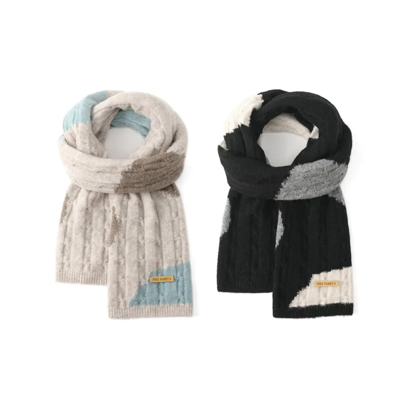 FREE RABBITⅡ Fall And Winter Wool Advanced Thickened Warm Knitted Fabric Scarf Unisex-14