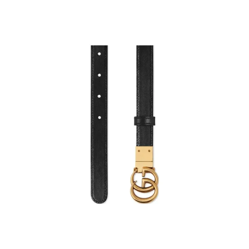 GUCCI GG Marmont Reversible Thin Belt In Beige, Ebony & Black-4