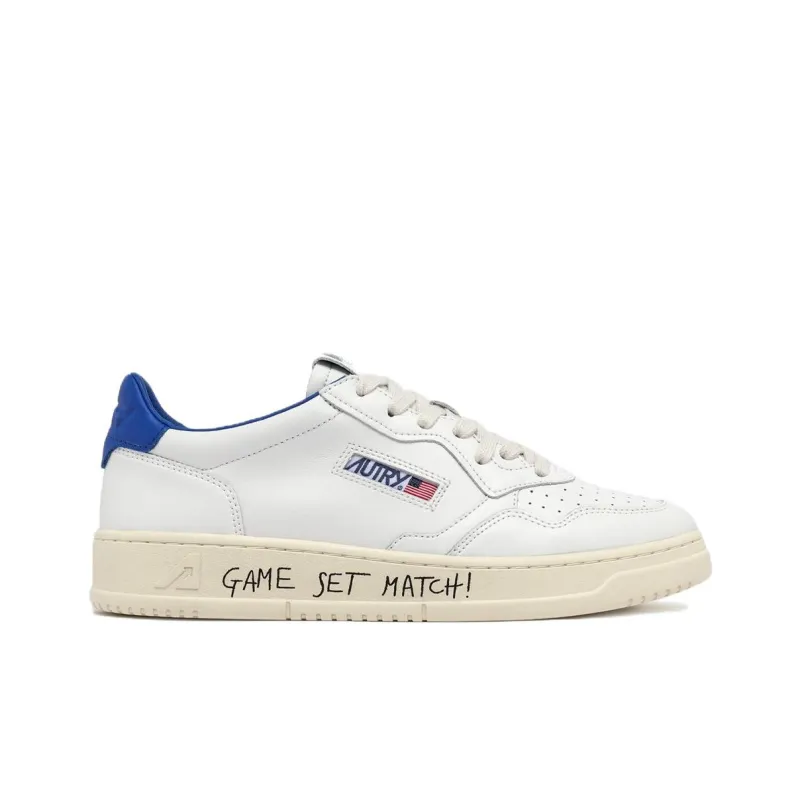 AUTRY Medalist Anti Slip Wear Resistant Low Top Skateboard Shoes Women's White Blue-1