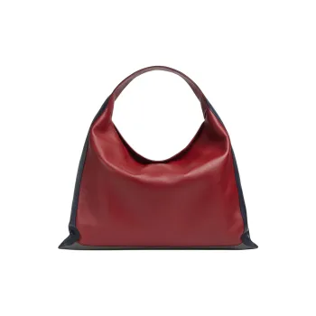 Bottega Veneta Calfskin Handbag Shoulder Bag Large Size Women's Red & Space Blue