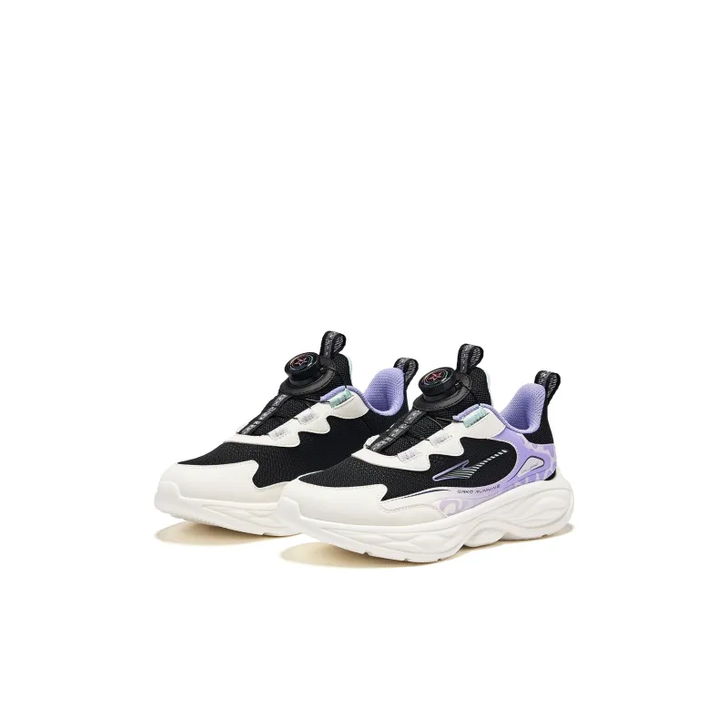 ERKE KIDS Lingyue 3 Cushioning Abrasion Resistant Breathable Slip Resistant Low Top Running Shoes Black Purple Kids'-1