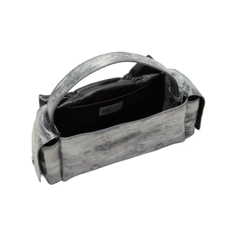 Acne Studios Multipocket Suede Layered Leather Handbag Women's Gray-2