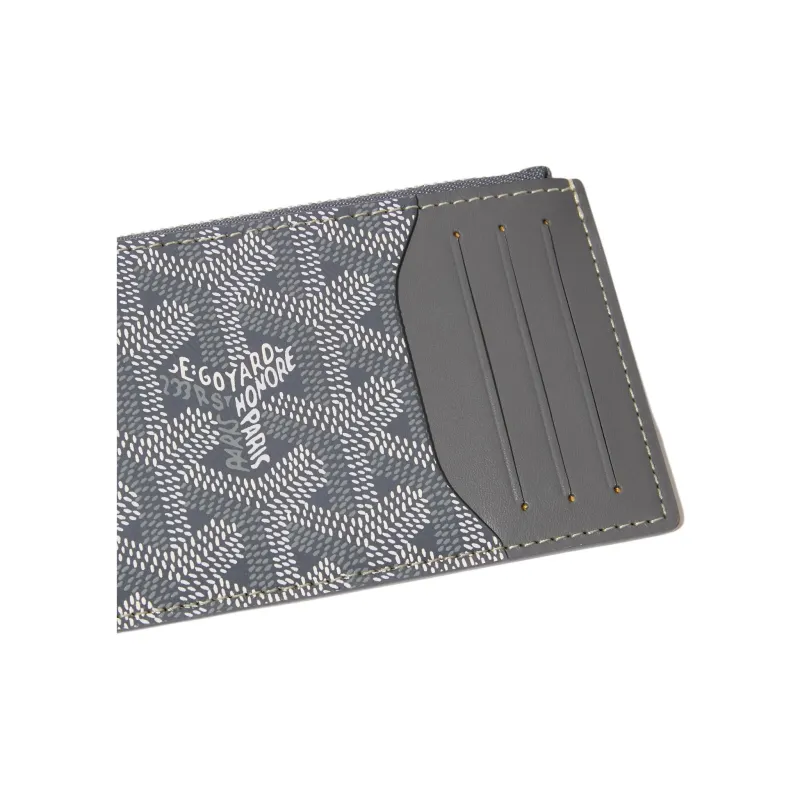 GOYARD Canvas With Calfskin Card Holder Unisex Gray-2