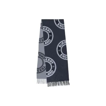 Burberry Wool Knit Scarves Unisex Blue Gray