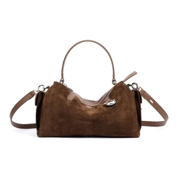 FAIRWHALE Matte Cow Split Leather Handbag Crossbody Bag Regular Women's Small Bull Brown/Coffee/Black/Saddle Red