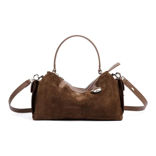 FAIRWHALE Matte Cow Split Leather Handbag Crossbody Bag Regular Women's Small Bull Brown/Coffee/Black/Saddle Red