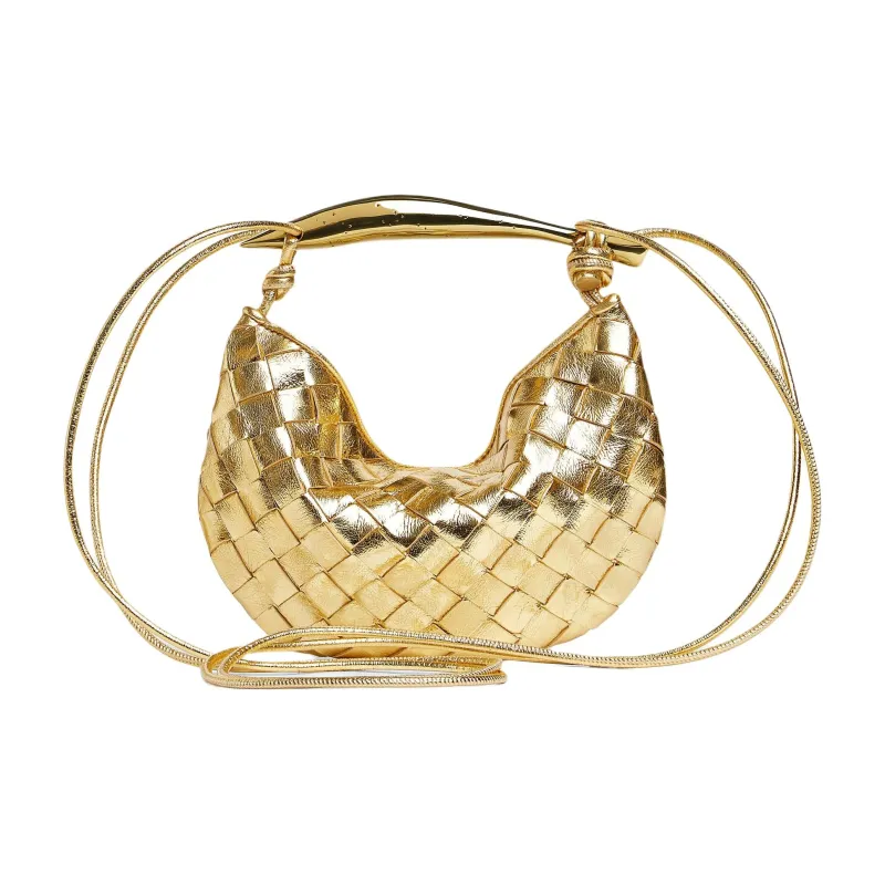 Bottega Veneta SARDINE Sheepskin Shoulder Bag, Crossbody Bag, Handbag Mini Women's Gold-2