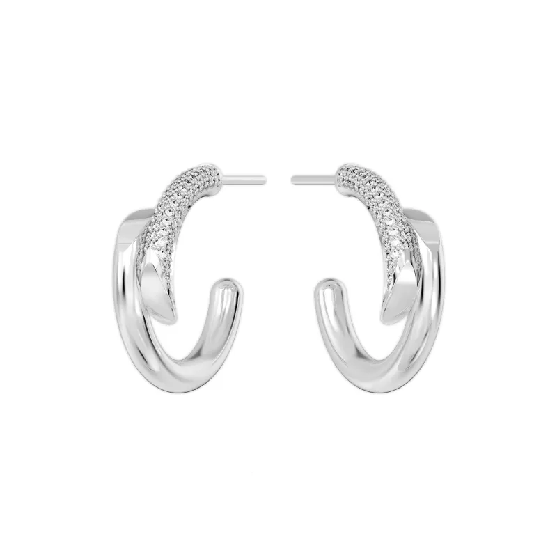 Mistova JEWELRY Eco Friendly Copper Gold Plated Inlaid Synthetic Zircon Starlight Orbit Hoop Earrings Women's-4