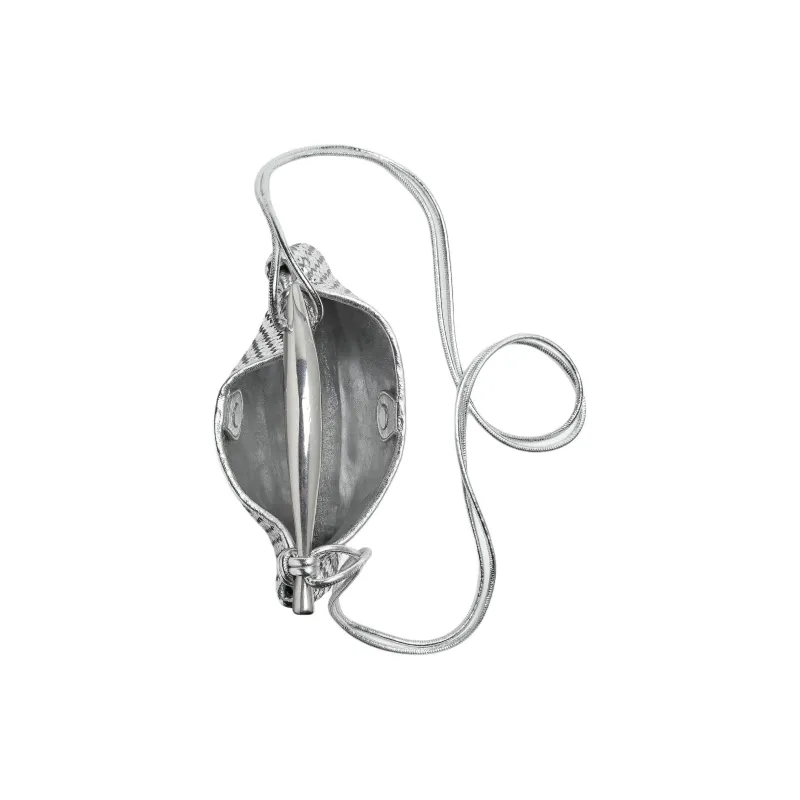 Bottega Veneta Goatskin Crossbody Bag, Shoulder Bag Women's Silver-3