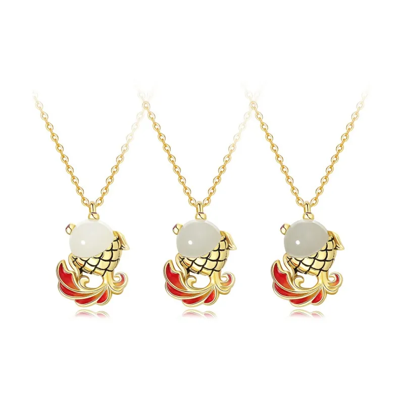 WEITIANXUAN Hetian Jade Necklaces White Jade/Pale Greenish White Jade Unisex-6