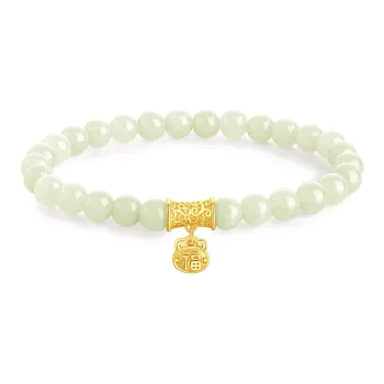 Lao Feng Xiang Hetian Jade Bracelets Pale Greenish White Jade Women's