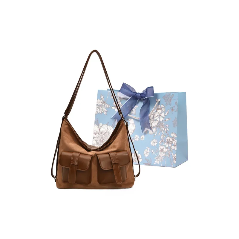 REDOO PU Backpack On The Shoulder Women's Thousand Bird Plaid Coffee/Matte Coffee/Matte Brown-12