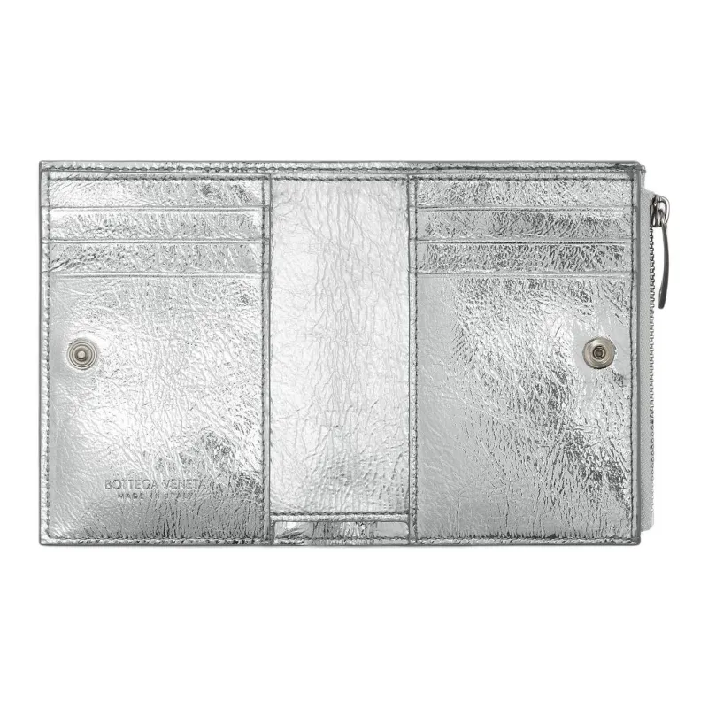 Bottega Veneta Cow Leather Wallet Small Size Women's Silver-2