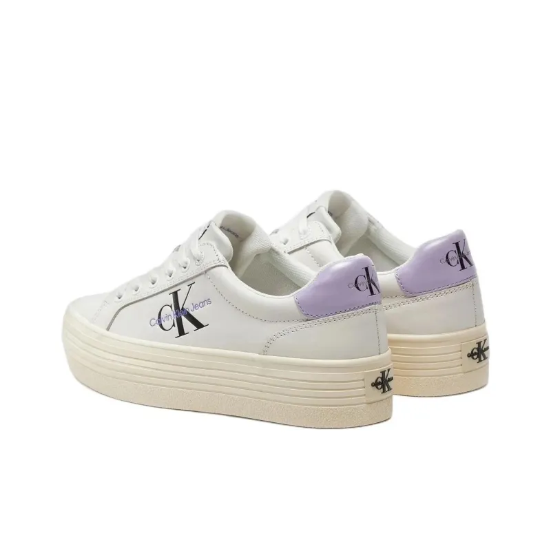 CKJ CALVIN KLEIN JEANS Low Top Skateboard Shoes Women's White Purple-3