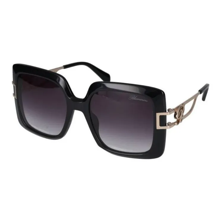 Blumarine Acetate Metal Oval Sunglasses Women's Black-0