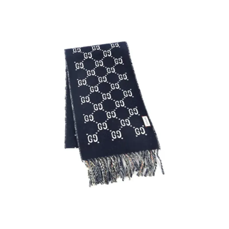 GUCCI Wool Knit Scarves Unisex Black-4