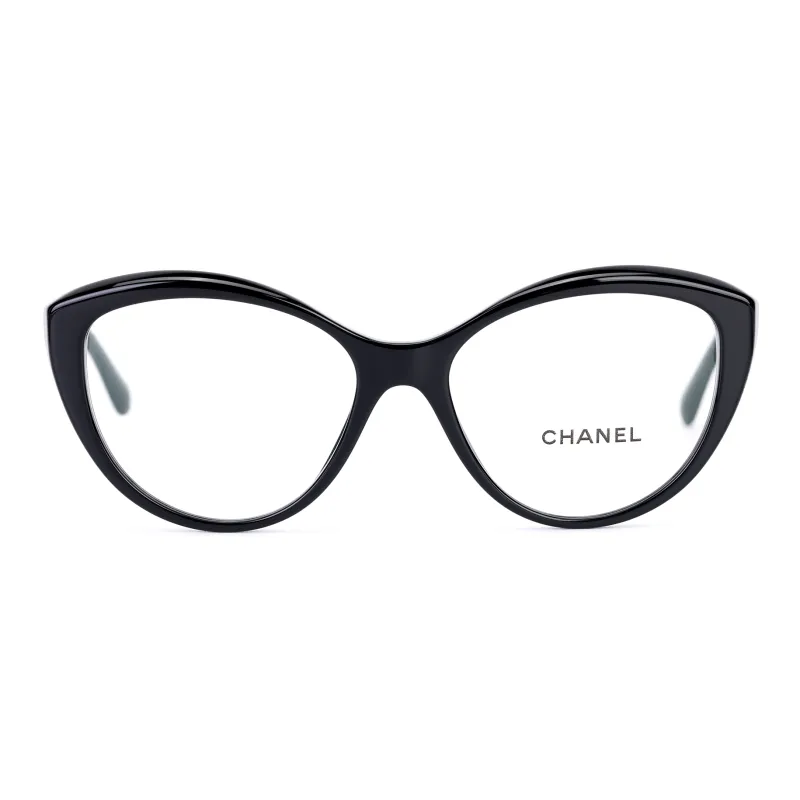 CHANEL Acetate Cat Eye Eyeglass Frames Women's Black-1