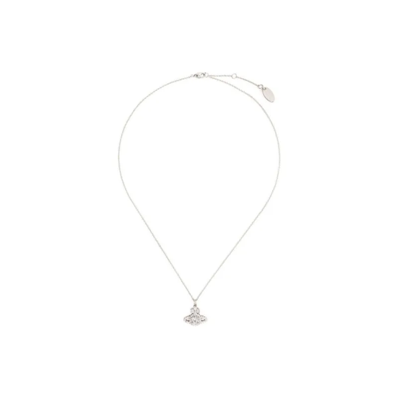 Vivienne Westwood Brass Saturn Logo Pendant Necklace Women's Silver-2