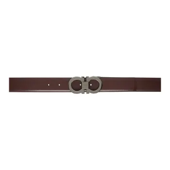 FERRAGAMO Calfskin Leather Belts Men's Burgundy 4CM