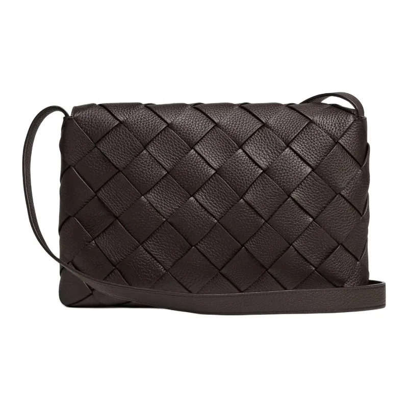 Bottega Veneta Calfskin Crossbody Bag Men's Dark Brown-2