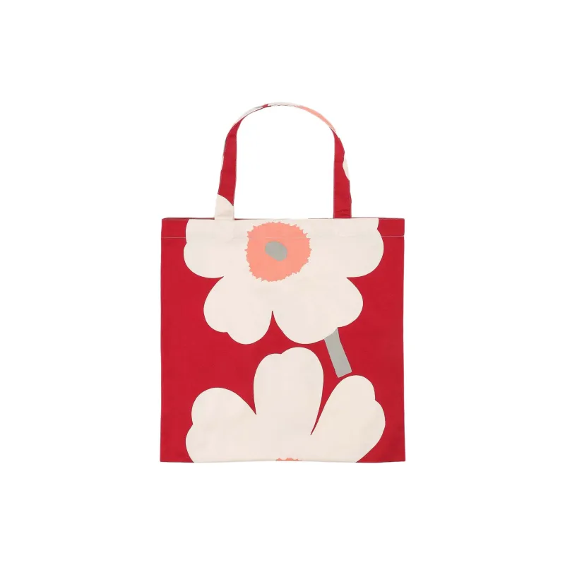 Marimekko Unikko 60th Cotton Tote Bag Shopping Bag Handbag Women's Red-2