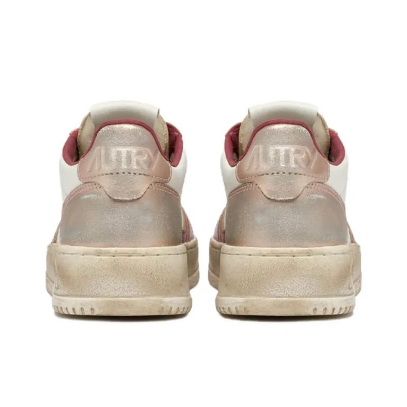 AUTRY BASKETS MEDALIST Anti Slip Wear Resistant Low Top Skateboard Shoes Women's White Red-4