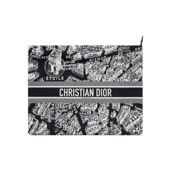DIOR DiorTravel Technical Fabric Clutch Women's Black/White
